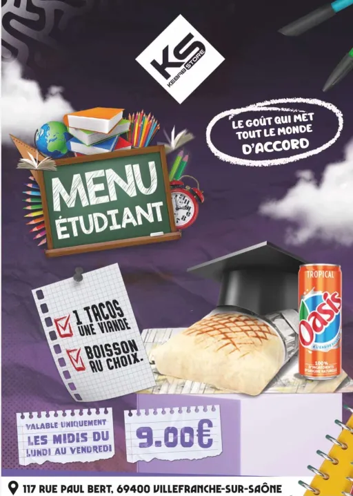 MENU ÉTUDIANT ( 11h-14h uniquement )